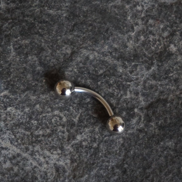 Curved barbell, silver barbell, jewellery, body jewellery, tiny barbell, body piercing jewellery, small barbell, banana barbell