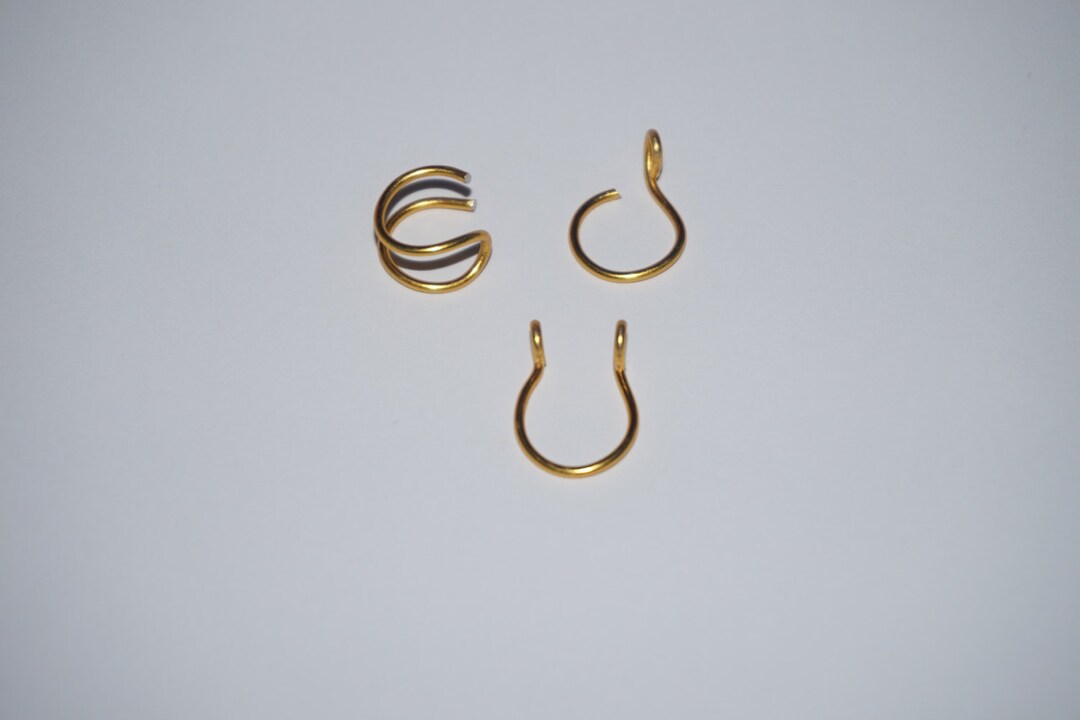 Set of 3 Fake Earrings Ear Cuffs Septum Tragus Nose Ring Etsy