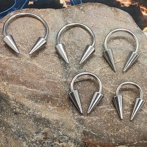 16g 8mm long spikes horseshoe septum, wide septum, long spiked septum, horseshoe barbell, spiked septum, spiked earring, daith, helix, conch