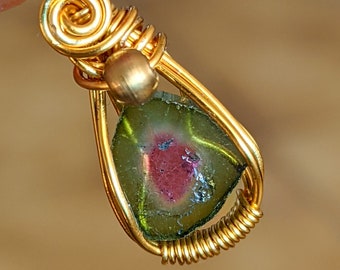 Pendant Tourmaline watermelon slice