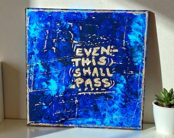 Non dual painting dark blue and gold deco energy feng shui