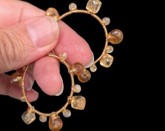 18ct Gold Citrine Hoop Earrings