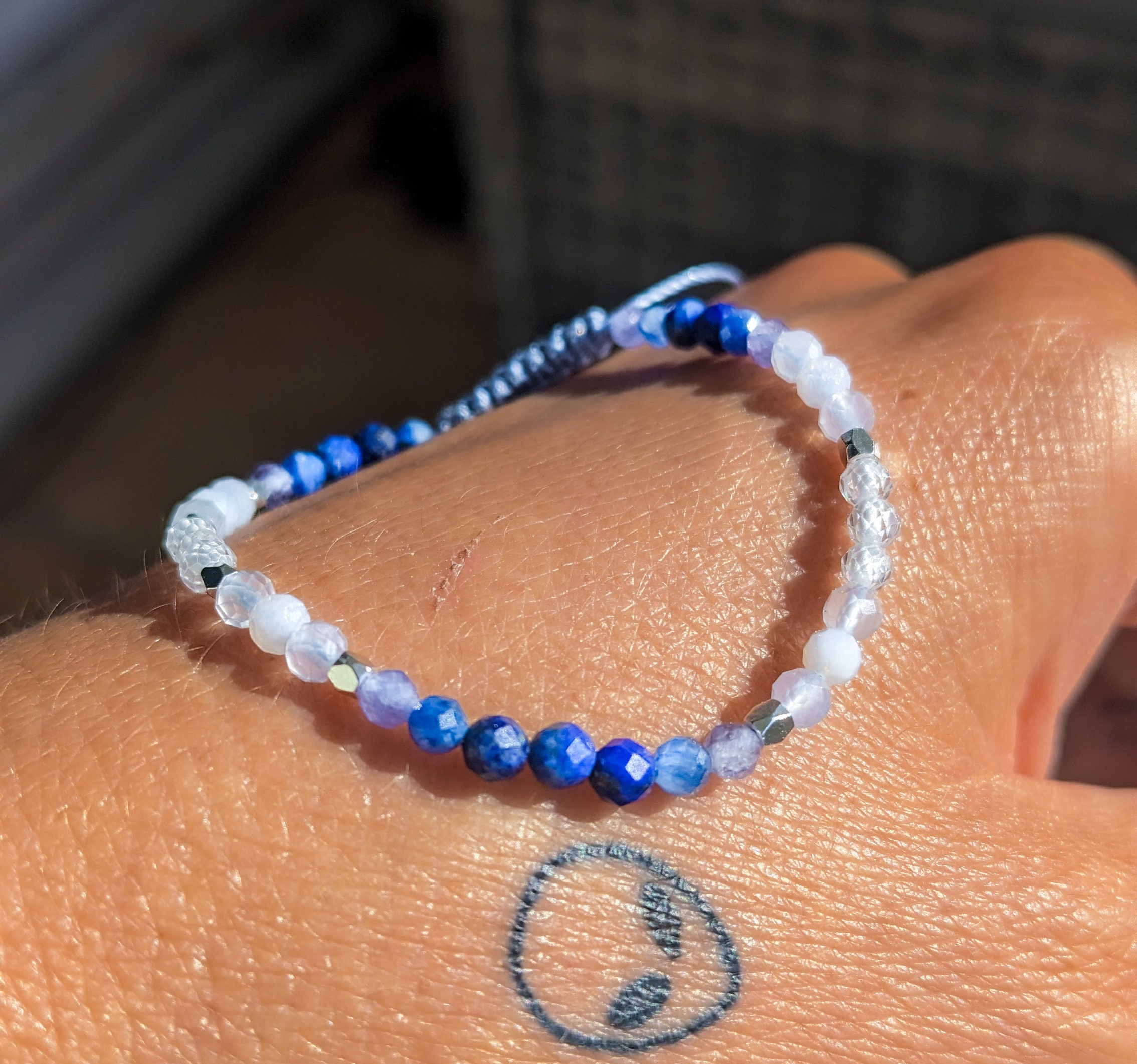 Bracelet En Pierres Précieuses (péridot, Apatite, Tanzanite, Cyanite, Lapis Lazuli) - Argent Sterling, Neuf