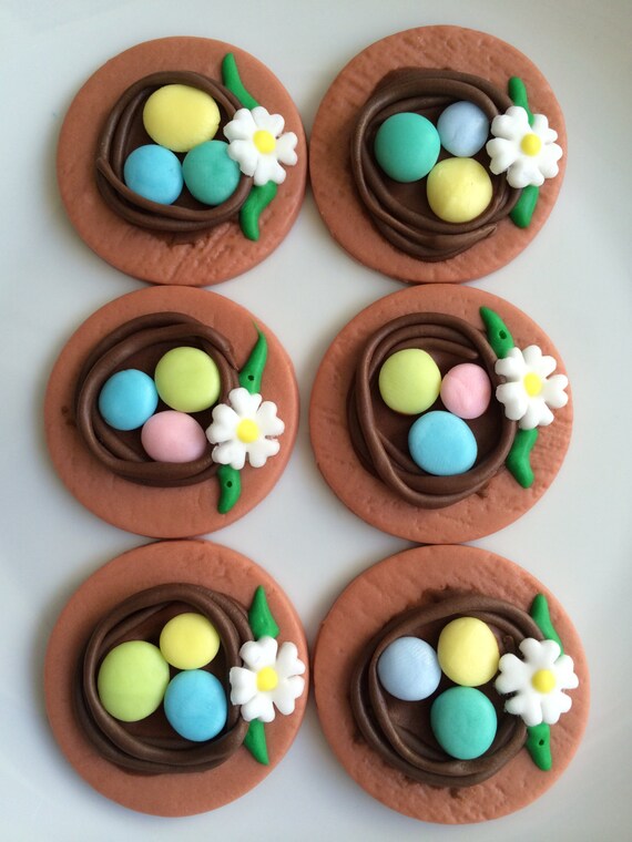 Items similar to Fondant Easter Nests Cupcake Toppers on Etsy