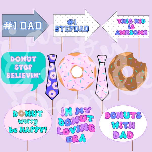 Donuts with Dads Photo Booth Props