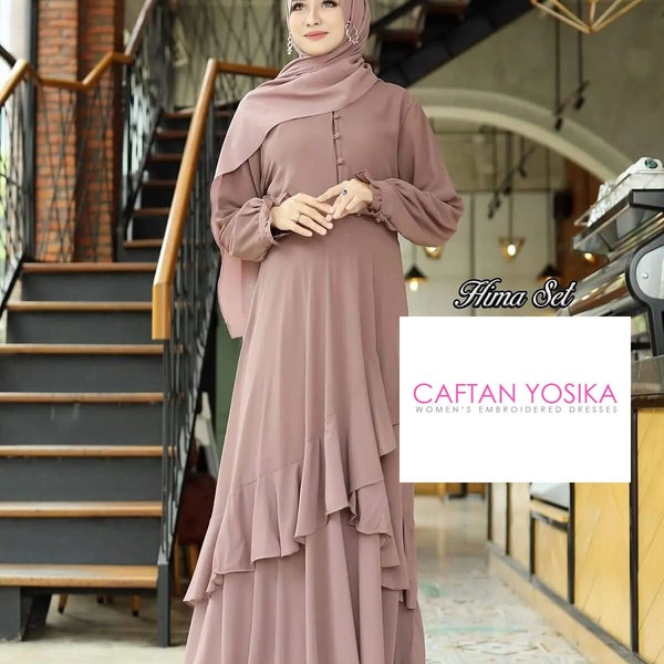 Robe longue Abaya de style Dubai Abaya de luxe, robe de robe Abaya Flowy plaine | Abayas de mode islamiques à manches longues pour femmes