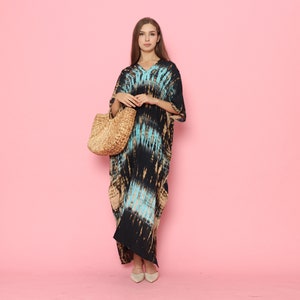 blue Hand tie dye kaftan, Long kaftan, Oversized Caftan,Maxi kaftan,Tie dye dress,boho kaftan,Resort Wear,Cover Up,gift for her,gift for mom