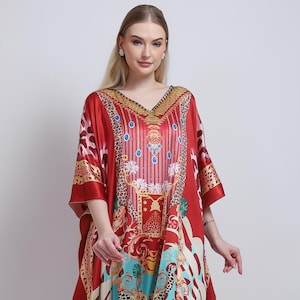 Red Print Caftan, Womens Caftans Kaftan Beach Dress Dress Beach Coverup Kaftans Long Caftan