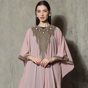Brown Sequined Caftan Dress, Lounge Wear, Summer Dress, Arab Style, Boho Dress, Luxury Style, Fancy Dress Beach Wedding Gown