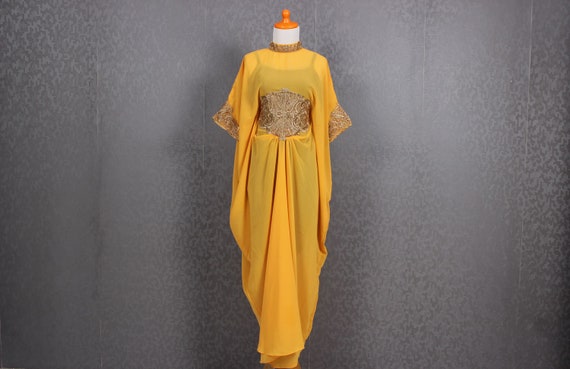 yellow kaftan dress