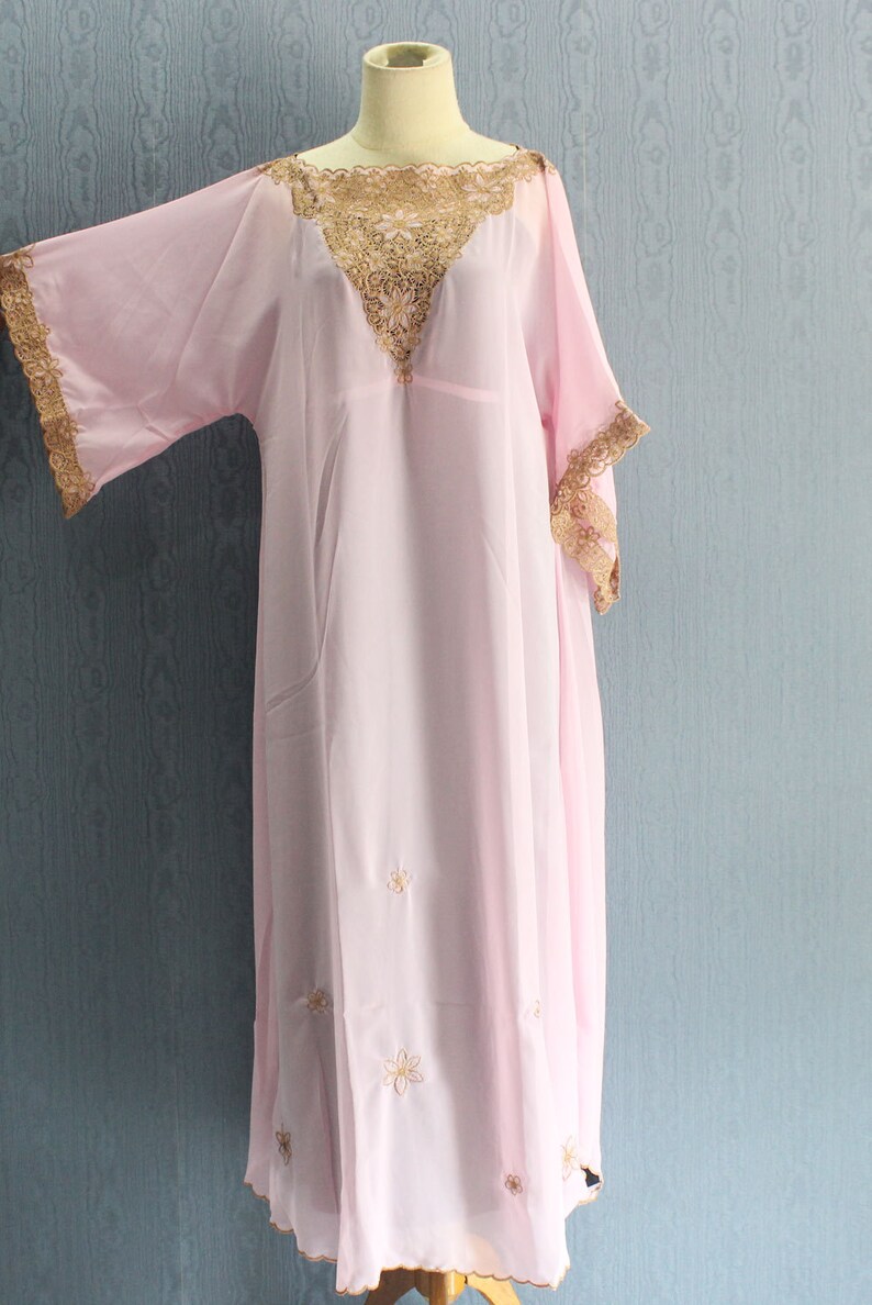 Kaftan Light Pink Kaftan Maxi Dress Handmade Loose fitting Etsy