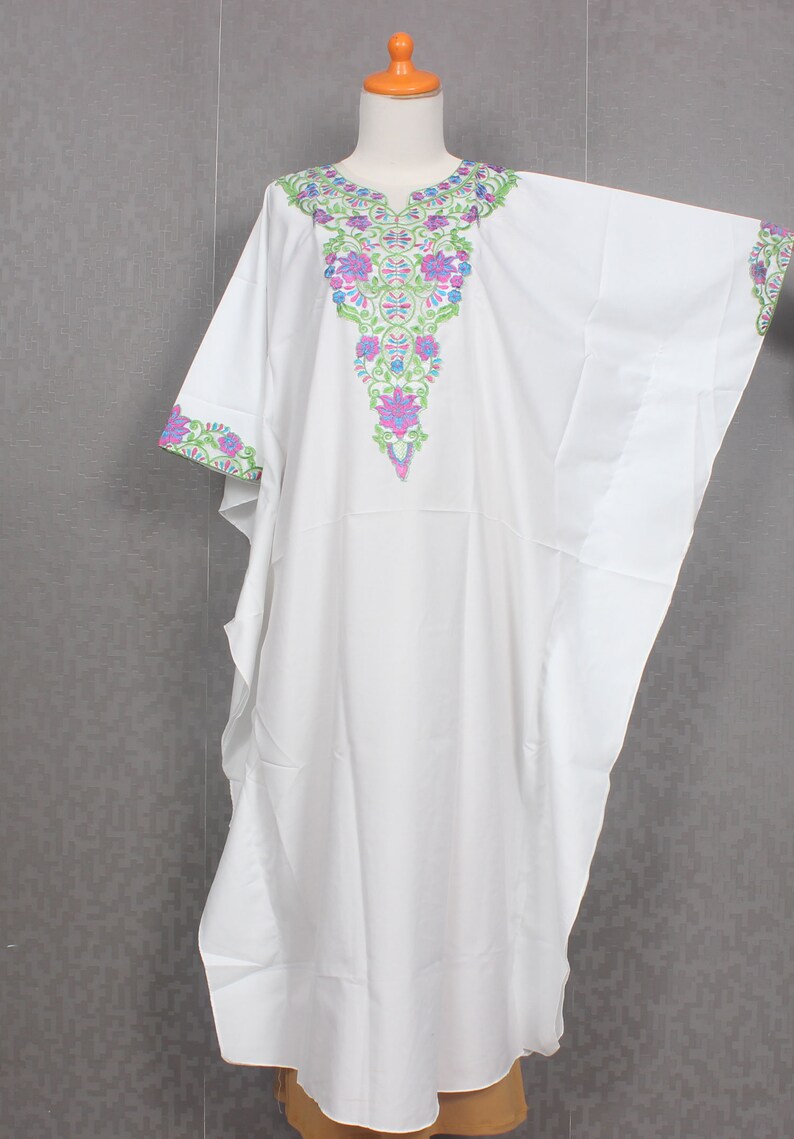 Bridesmaid Dress Satin Dress Formal Kaftan Dress Plus Size Wedding Evening Gown Kaftan Maxi Dress White Kaftan Dress with Embroidery