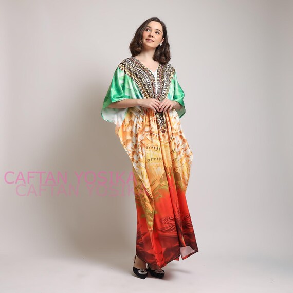 Geometic Print Designer Printcaftan Womens Kaftan Long Caftan Long Dresses  Lounge Wear Beach Coverup - Etsy