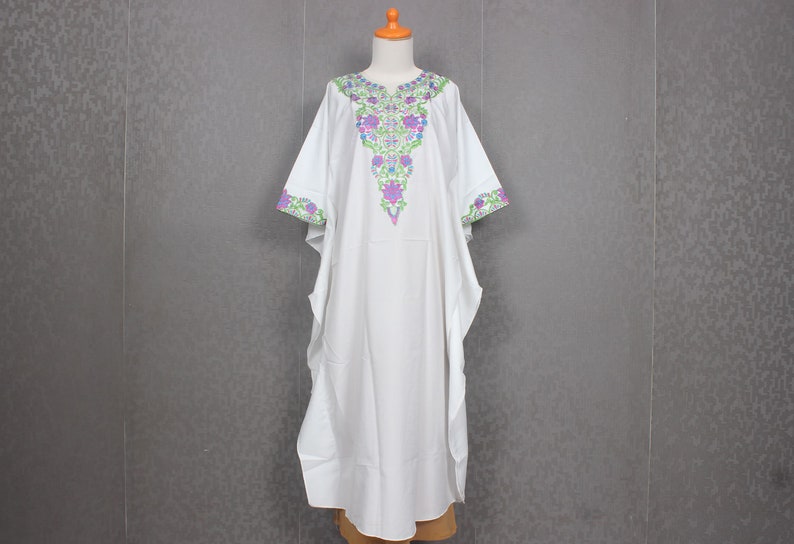 Bridesmaid Dress Satin Dress Formal Kaftan Dress Plus Size Wedding Evening Gown Kaftan Maxi Dress White Kaftan Dress with Embroidery
