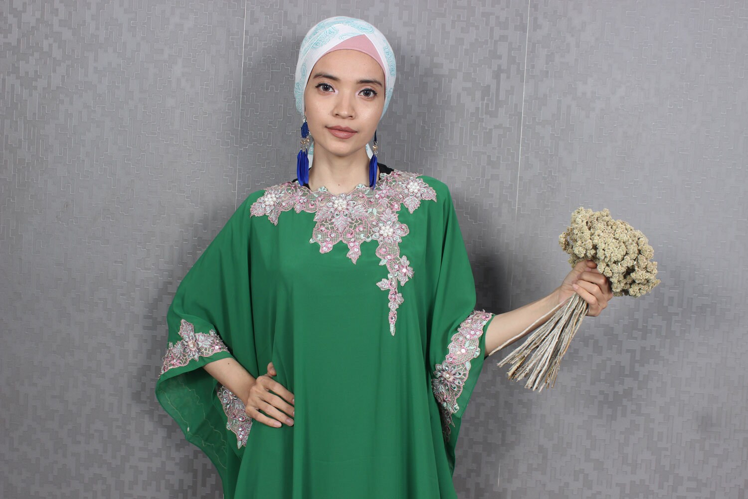 green kaftan dress