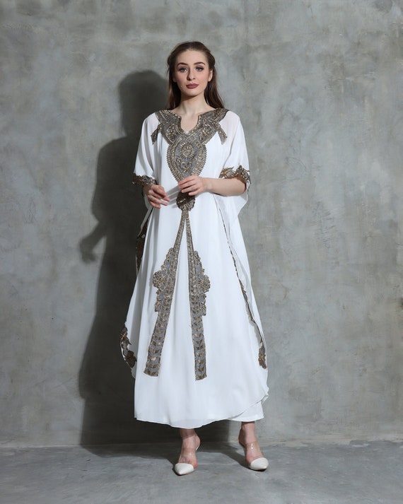Chiffon Batwing Sleeve Caftan Dress, Oversized Maxi Dress, Plus Size