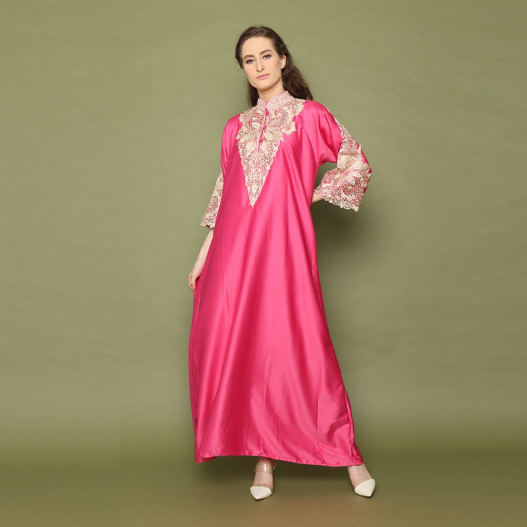 Cotton Candy Mid Length Kaftan Dress - Pink & Aqua Blue main image 0