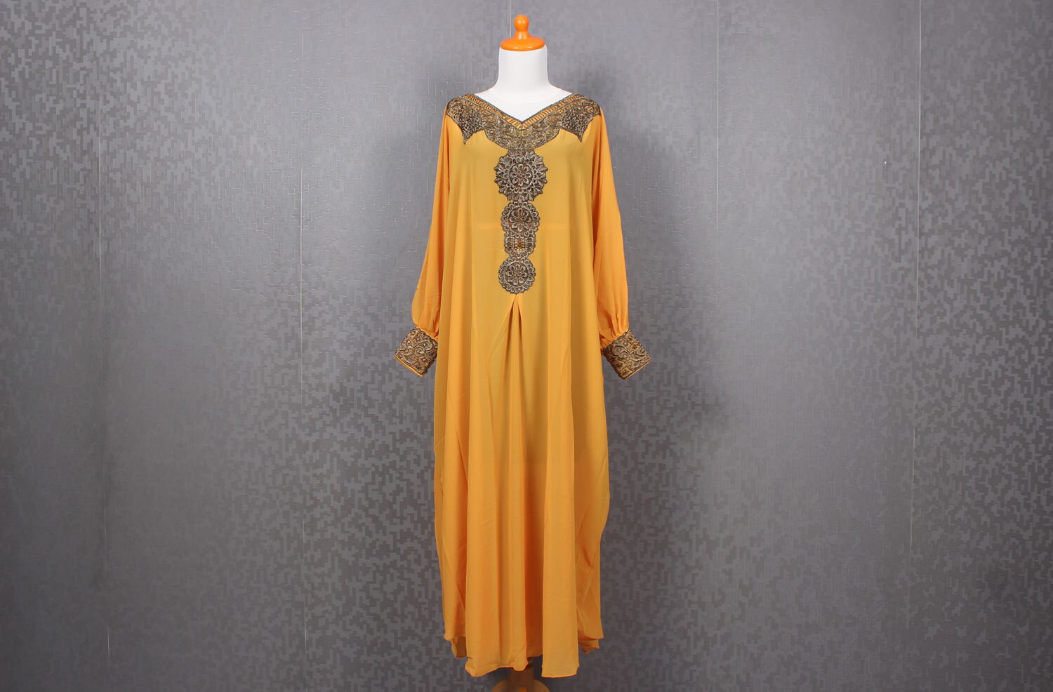 yellow kaftan dress