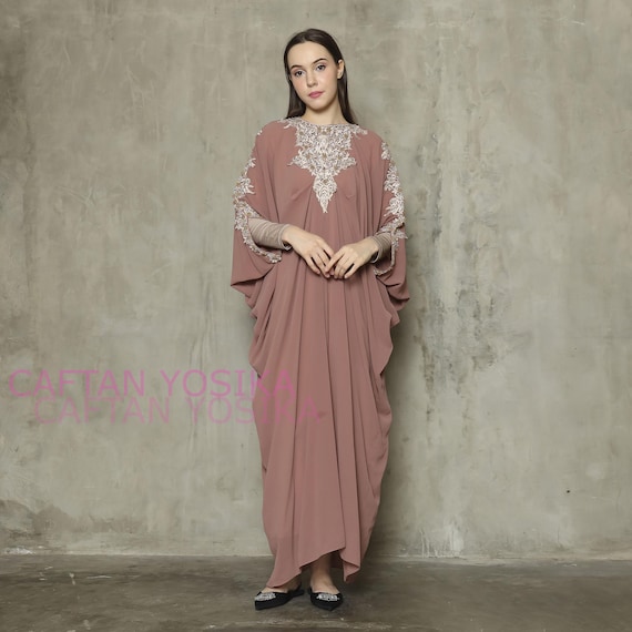 Autumn Brown Chiffon Kaftan Maxi Dress, Loungewear Autumn Brown Chiffon Kaftan Maxi Dress, Loungewear