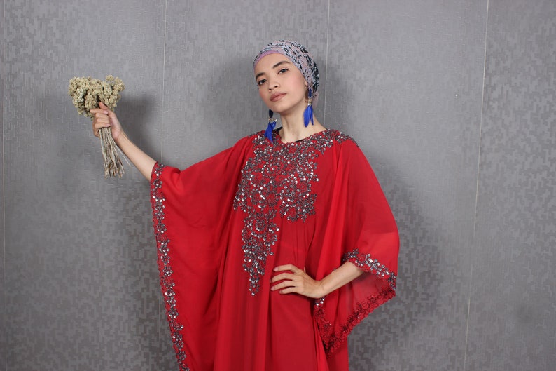 red caftan dress