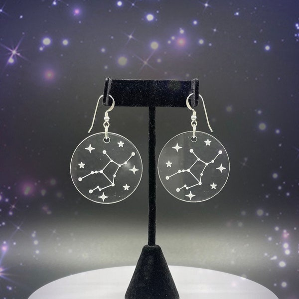 Zodiac Constellation Earrings - Aries Taurus Gemini Cancer Leo Virgo Libra Scorpio Sagittarius Capricorn Aquarius Pisces Astrology Star Sign