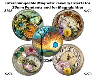 Interchangeable Magnet Jewelry Inserts: 23mm Pendants, Magnabilities Compatible