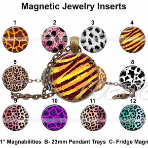 Animal Print Jewelry Inserts: 23mm Pendant Magnets