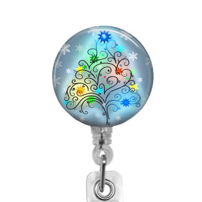 Christmas Badge Reel, Retractable ID Badge Holder for the Holidays