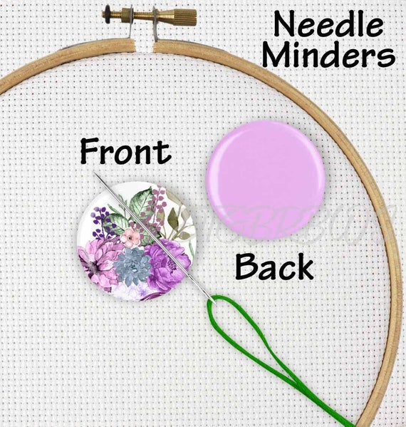 Magnet Needle Minders For Cross Stitch and Embroidery, Needle Keeper,  Needle Nanny, Purple Flowers, Double Sided Reversible Needle Minder