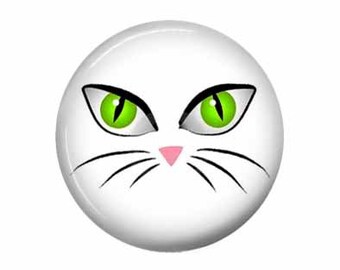 Cat Green Eyes Magnetic Jewelry Insert fits Magnabilities, Interchangeable Magnet Insert for 23mm Necklace, S259