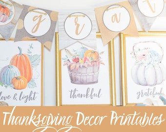 Printable Thanksgiving Home Decor, Thanksgiving Printables for Home, Thanksgiving Banner. Thanksgiving Wall Art, Thanksgiving Countdown