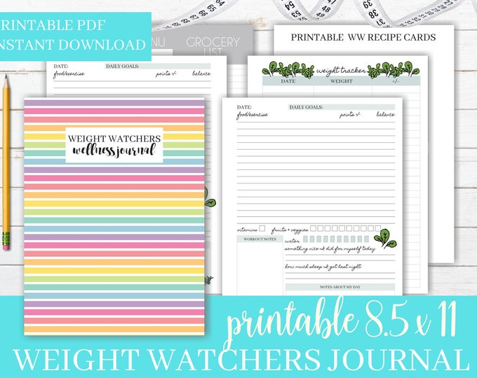 Printable Weight Watchers Journal, Printable WW Binder, Weight Watchers