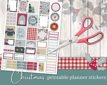 Printable Farmhouse Christmas Planner Stickers, Christmas Planner Printables, Printable Planner Stickers, Farmhouse Printable Stickers