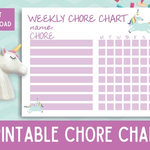 Unicorn Chore Chart for Kids: Weekly Printable (PDF)
