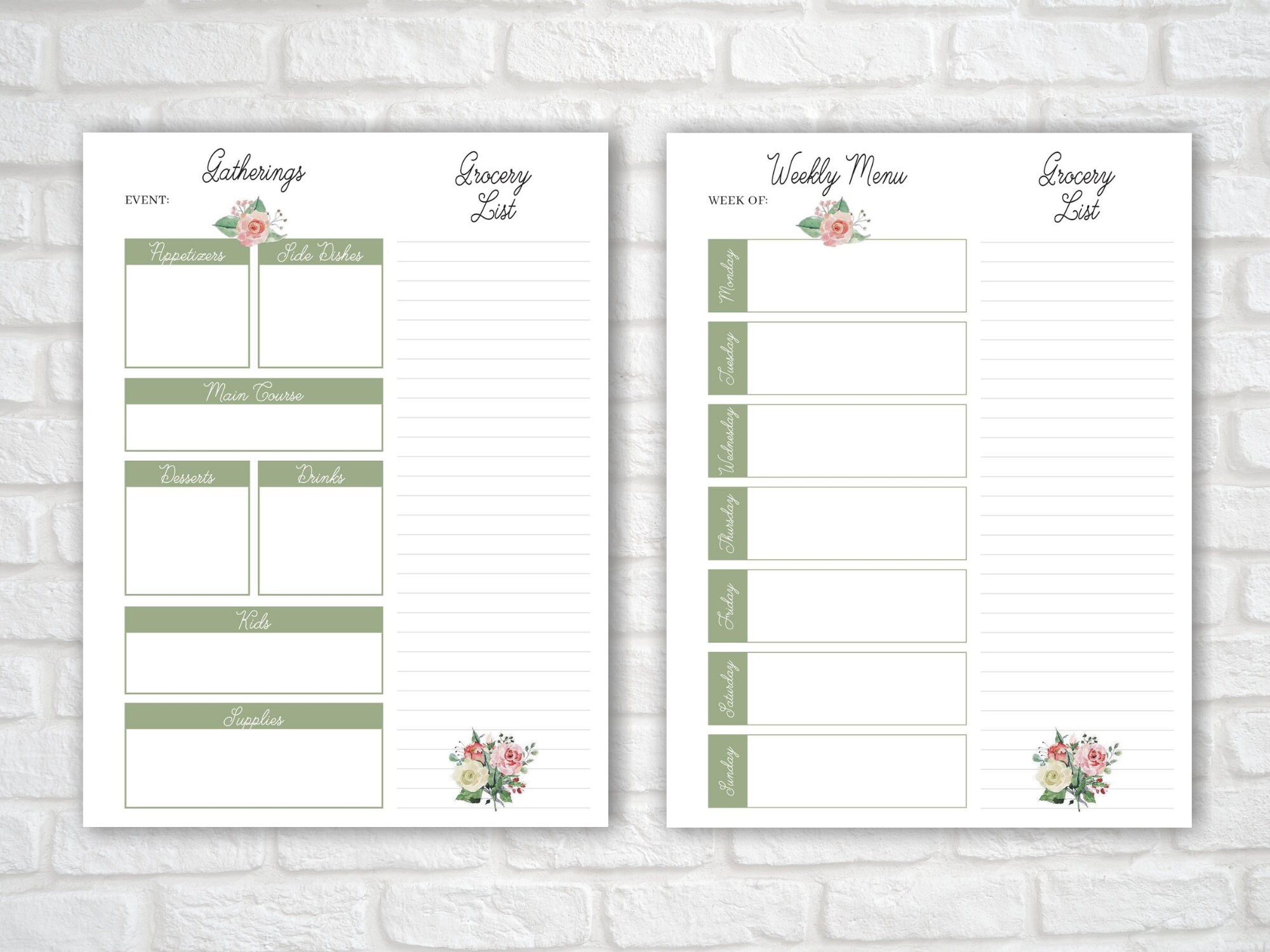 Printable Floral Meal Planner meal planning binder digital | Etsy