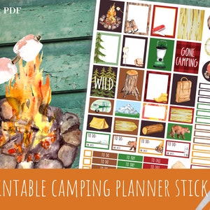 Printable Camping Planner Stickers, Camping Stickers, Printable Stickers, Printable Camping Trip, Camping Stickers PDF, Planner Stickers
