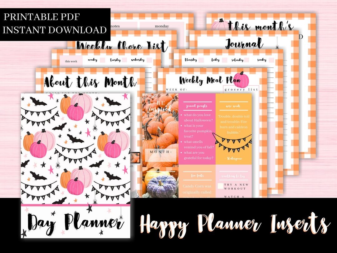Printable Halloween Happy Planner Inserts, Planner Inserts, Halloween ...