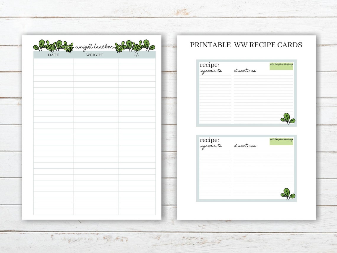 Printable Weight Watchers Journal Printable WW Binder Weight Etsy