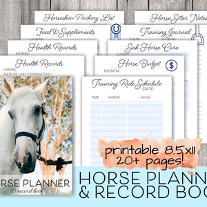 Printable Horse Planner, Equestrian Planner, 8.5x11 Horse Binder, Equine Planner, Riding Planner, Riding Lesson Planner, Equestrian Binder