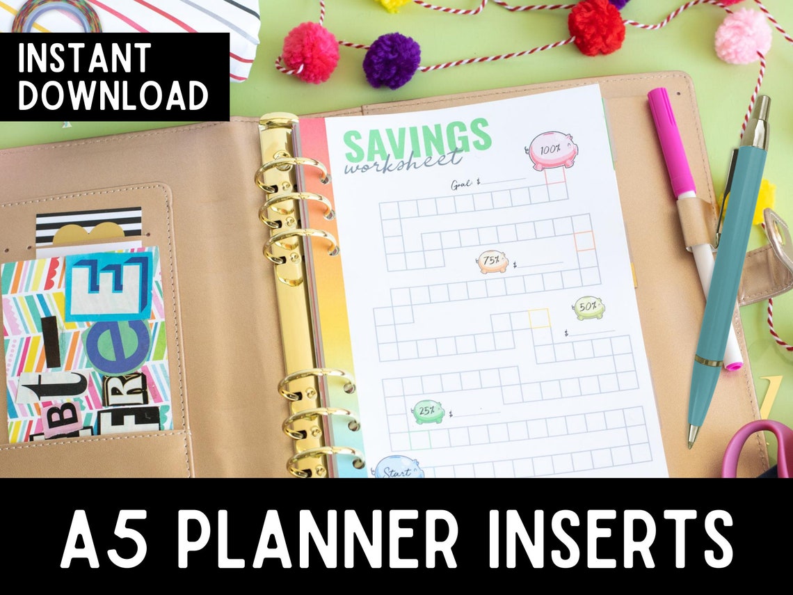 Printable Savings Worksheet A5 Savings Worksheet Savings | Etsy