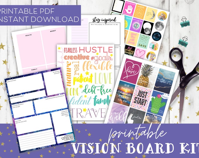 Printable Vision Board Kit Vision Board Template Vision - Etsy