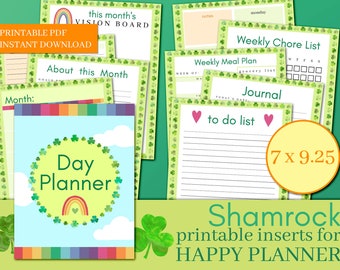 Insertions de planificateur imprimable Rainbow Shamrock pour Classic Happy Planner, Inserts de planificateur, PDF de planificateur arc-en-ciel, planificateur arc-en-ciel imprimable,