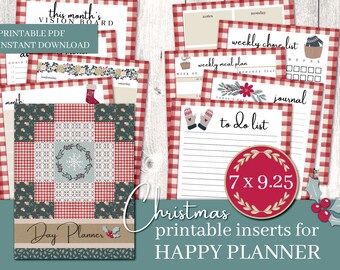 Printable Farmhouse Christmas Happy Planner Inserts, Inserts de planificateur, Planificateur de Noël, Noël Happy Planner, Farmhouse Christmas