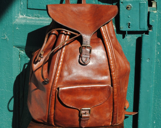 Leather Backpack Large Leather Backpack Vintage Leather Etsy