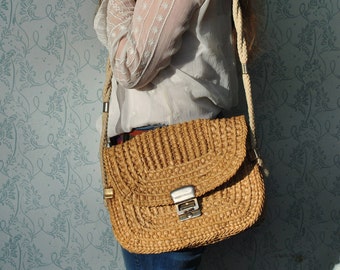 Straw bag, straw purse, large straw purse, straw shoulder bag, vintage straw purse, vintage straw bag, woven straw bag, vintage straw bag