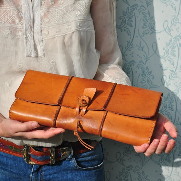 Clutch purse, clutch bag, clutch leather, leather clutch, brown leather clutch, handmade clutch, vintage clutch, vintage clutch bags