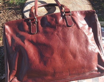 Vintage Italian Leather Laptop Bag: Dark Brown Top Handle Work Bag