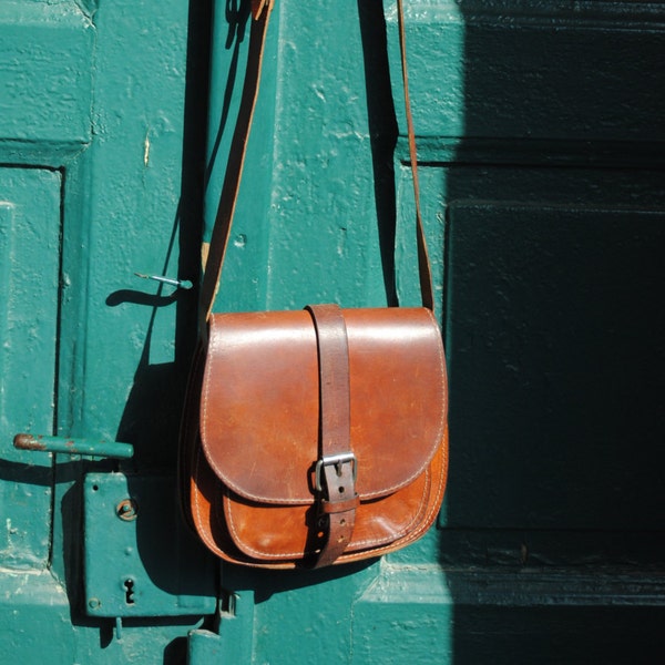 Leather bag, vintage leather bag, leather shoulder bag, leather purse, brown shoulder bag, simple leather bag, genuine leather bag