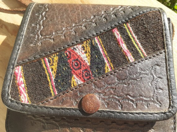 Small Crossbody Leather Bag - Vintage Boho Mini W… - image 5