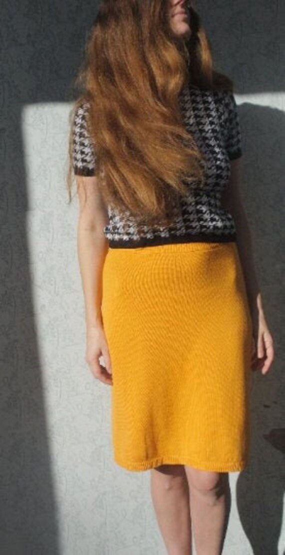 Vintage MARIMEKKO  Yellow Knitwear Skirt - image 8